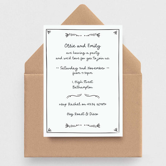 Handwritten-style personalised invitations