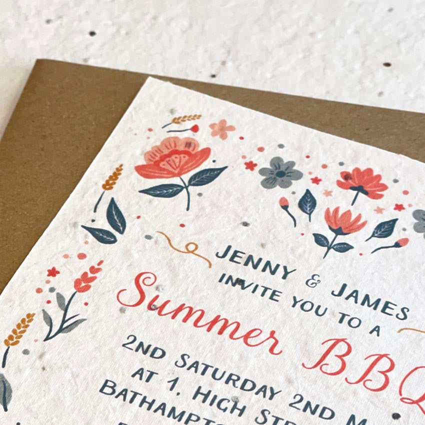 plantable invitations printed on seed paper 