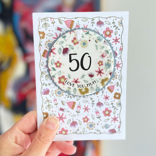 Custom Text Card with Keepsake for 50th birthday