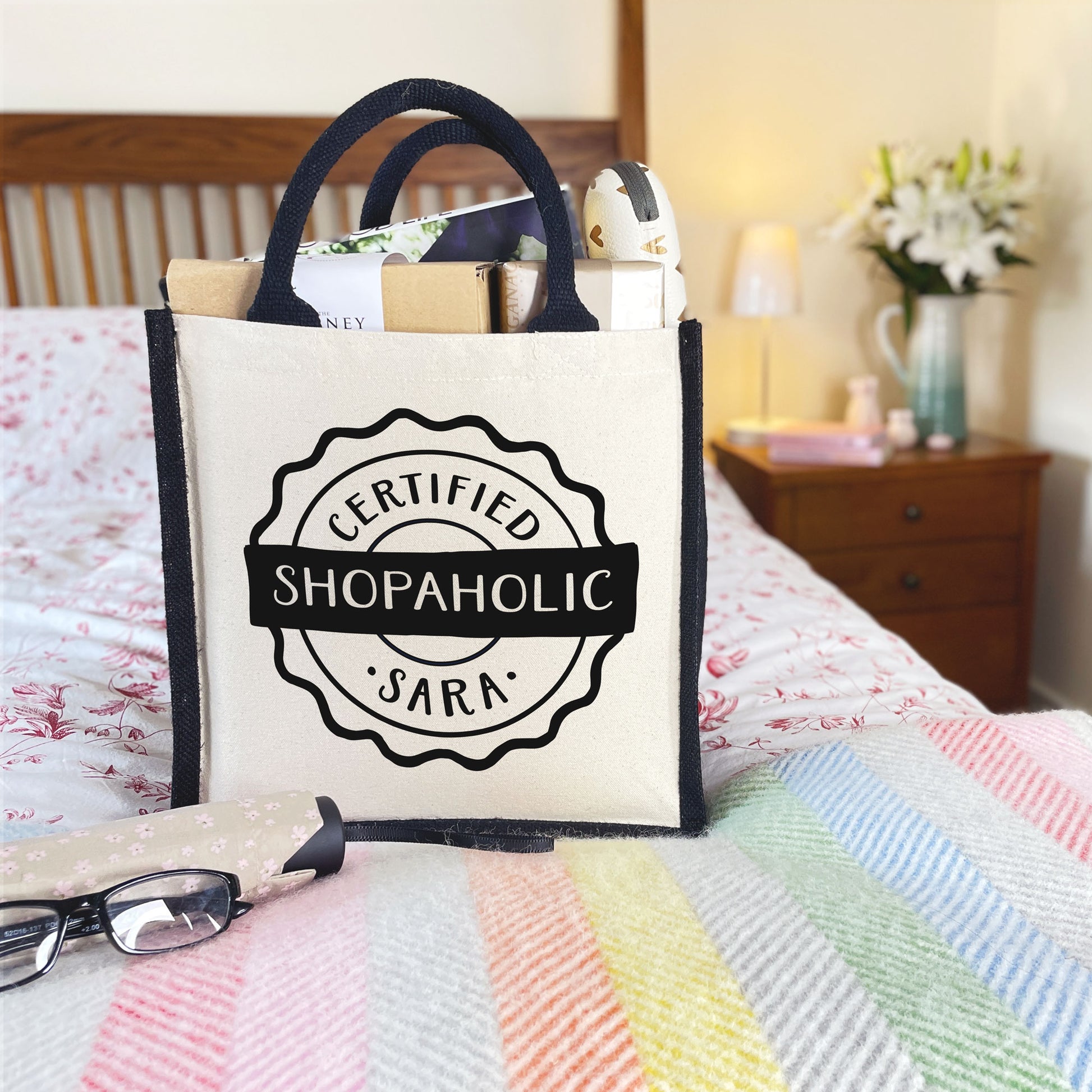 personalised shopaholic tote bag