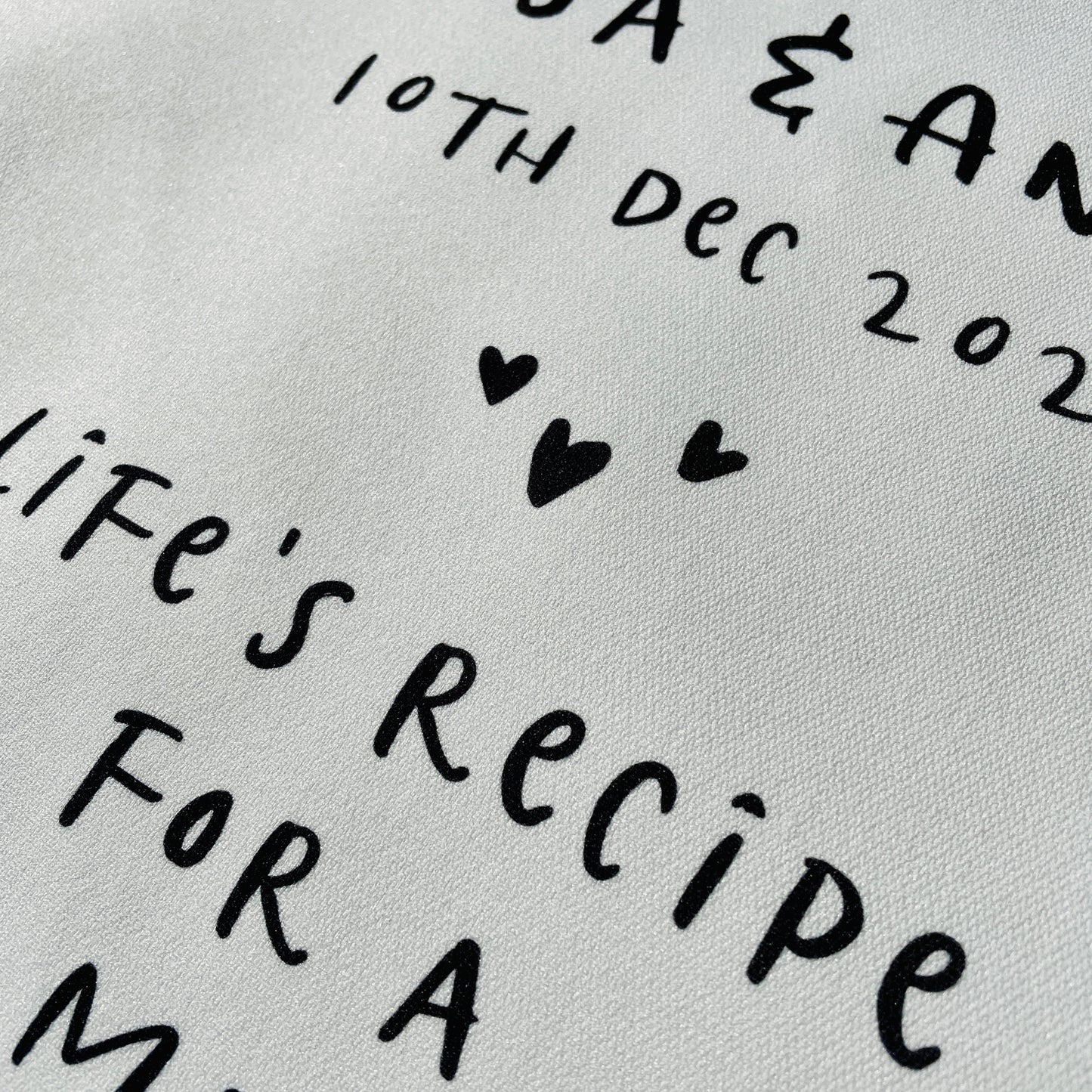 Happy Marriage Recipe Personalised Tea Towel - Wedding or Cotton Anniversary Gift