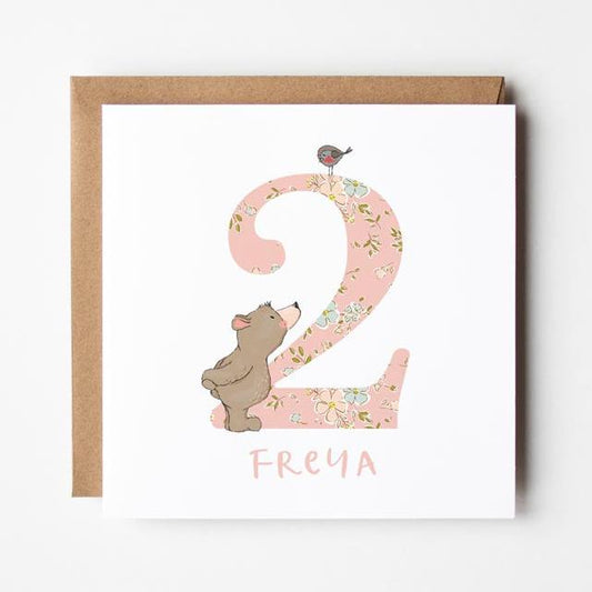 Bear’s Personalised Birthday Card with a Number