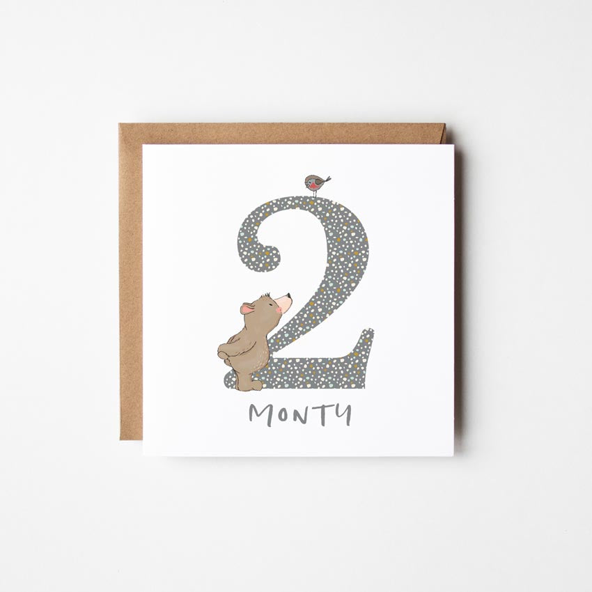 Bear’s Personalised Birthday Card with a Number