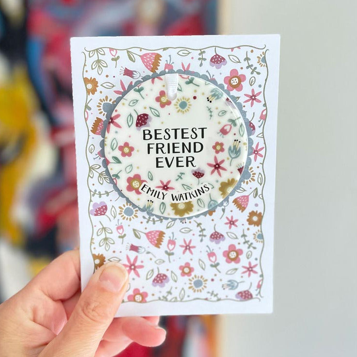 Pretty Persoanlised Best Friend Card with Keepsake