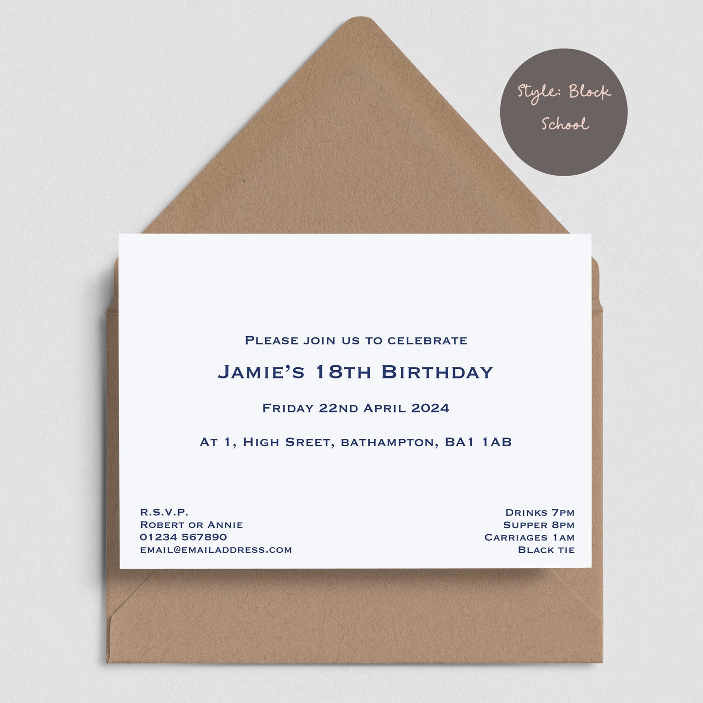 Formal Invitations Printed to Order - Personalised Traditional Invitations 