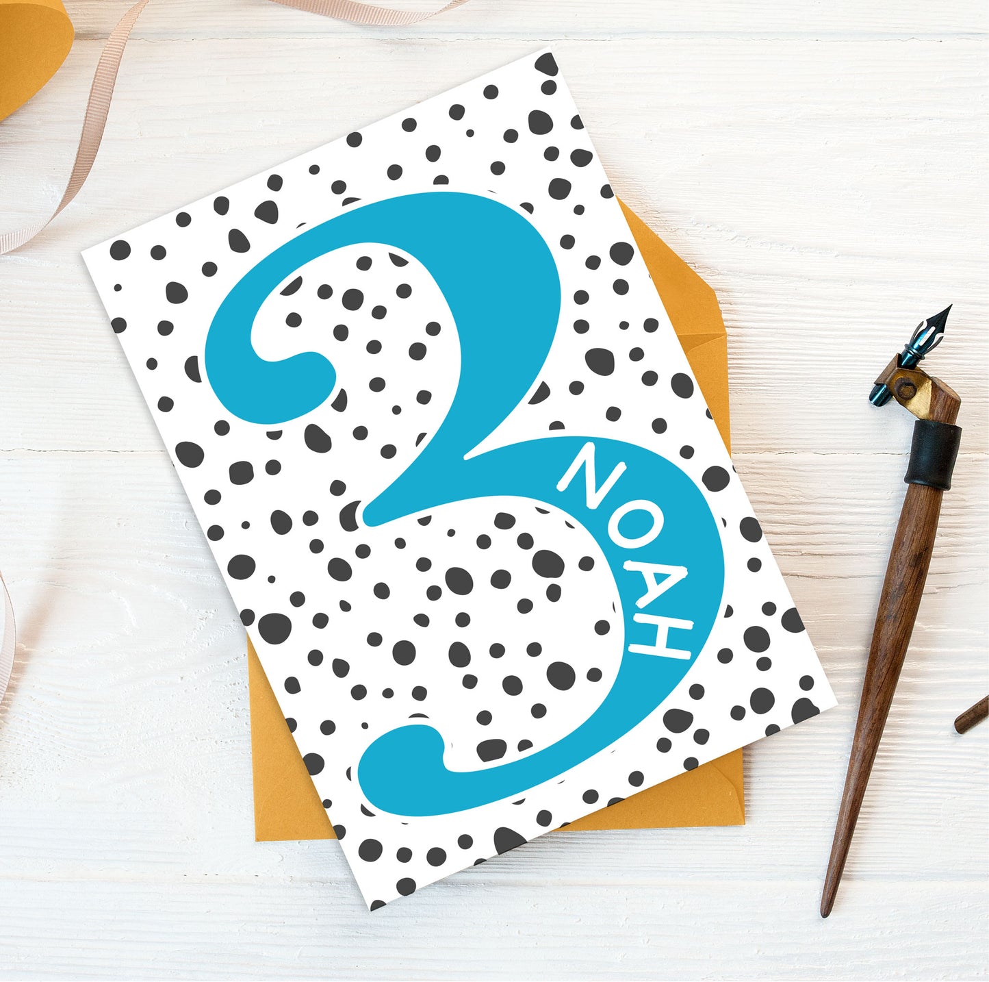 personalised birthday number card - blue 3