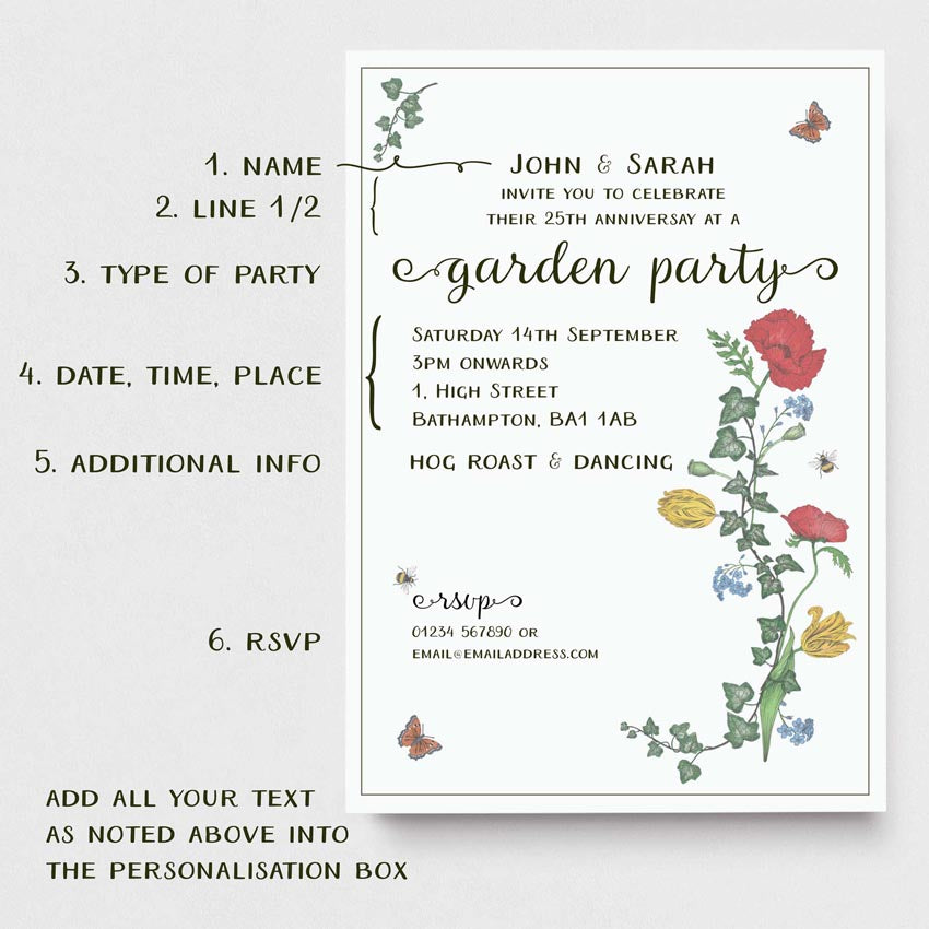 Digital Invitation - Botanical Party Invitations - DIY Print at Home A5 PDF