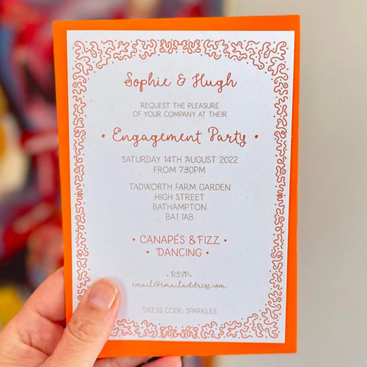 curly wurly personalised invitations - orange