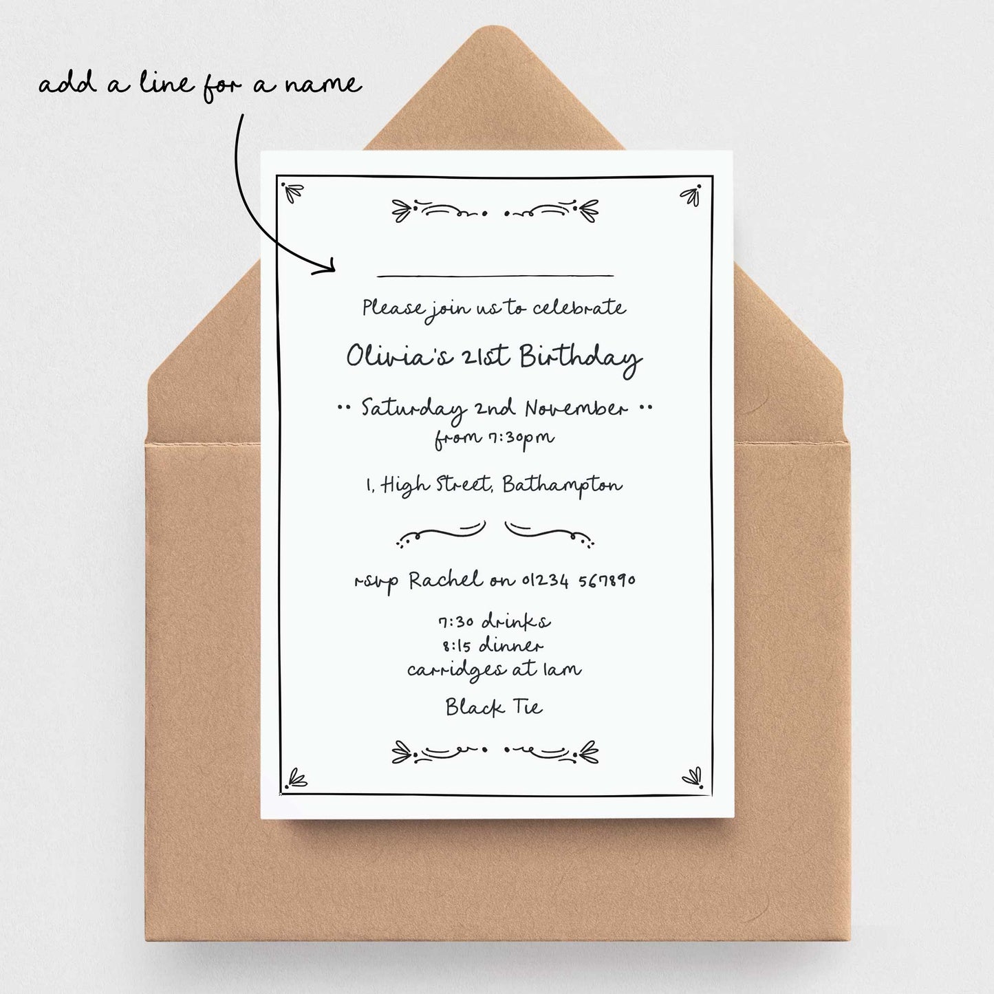 21st birthday persoanlised invitations