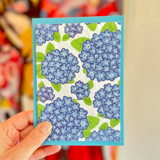 Blank Planatable Card with Hydrangeas made from Seed paper