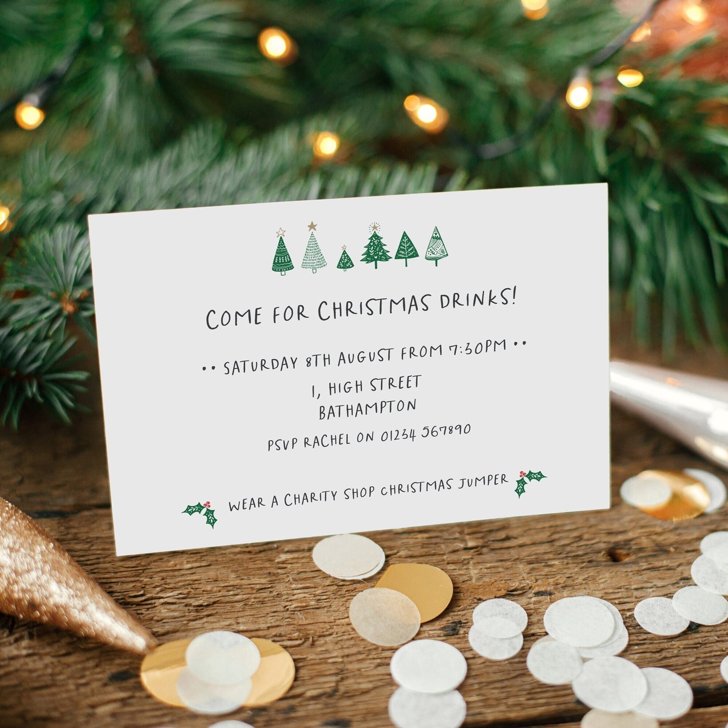 Christmas Party Invitations  •  Personalised Christmas Drinks Invites • Christmas Stationery • Custom Christmas Invitations •