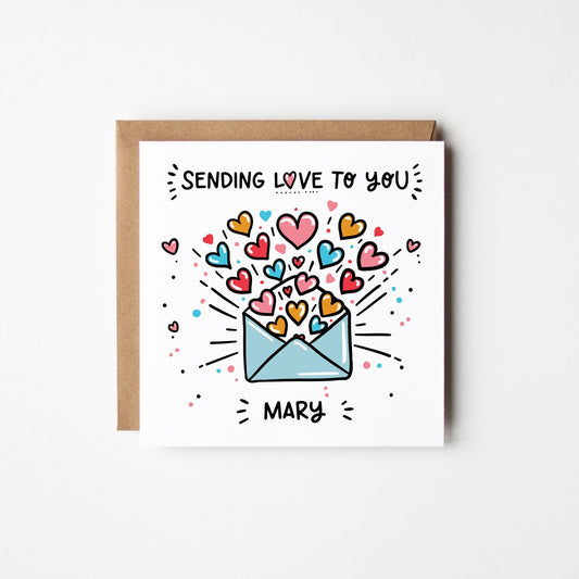 Sending Love Card • Personalised Thinking of You Card • Long Distance Relationship Card •