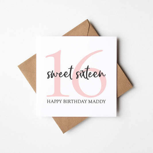 16th Birthday Card • Personalised Sweet Sixteen Birthday Card For Girls • Personalised 16th Birthday Card •