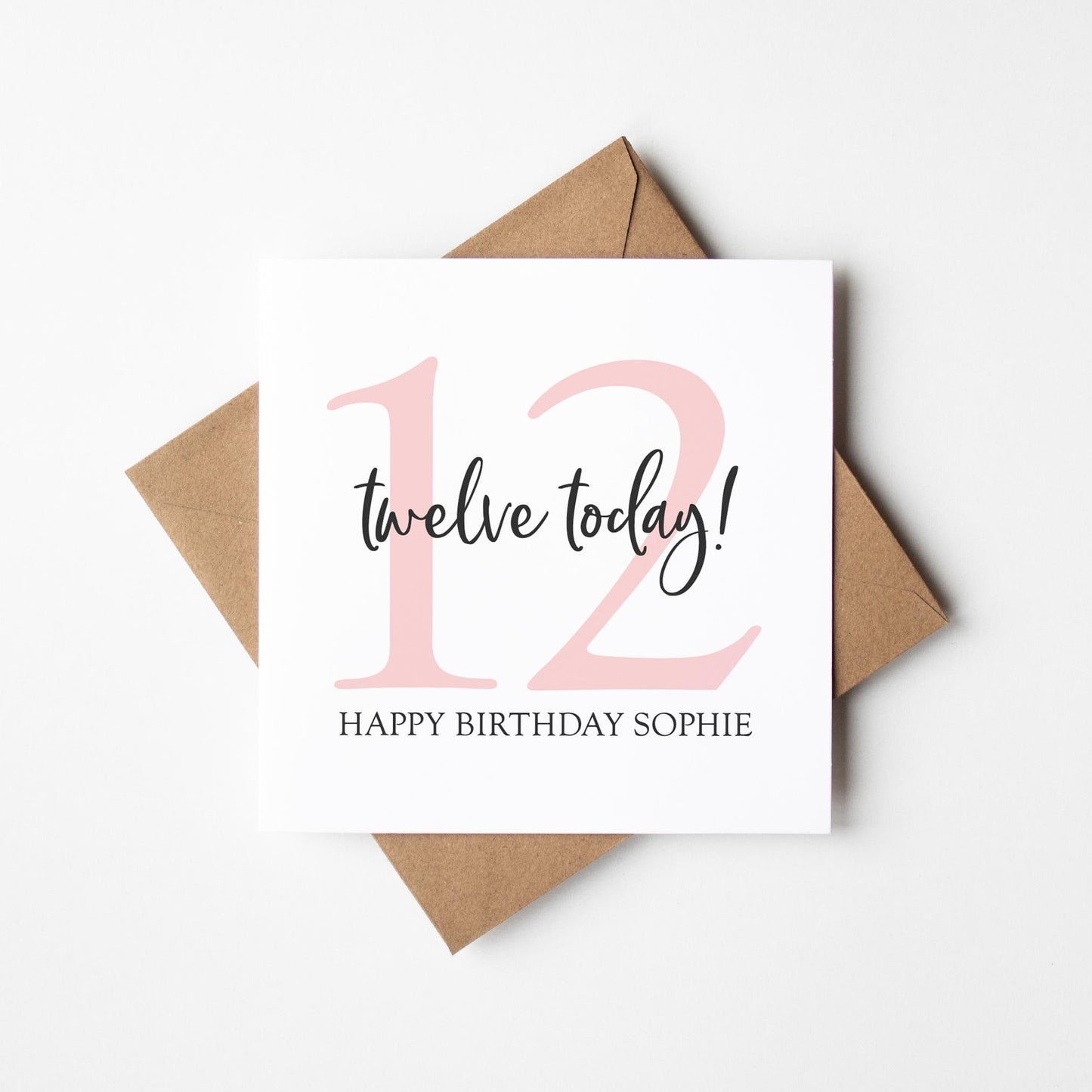 Personalised 12th Birthday Card • Birthday Number Card • Girl&#39;s Birthday Card •