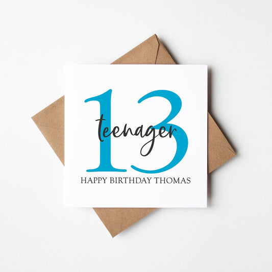 13th Birthday Card • Personalised Teenager 13th Birthday Card For Boys • 13 Today Teenagers Birthday Card • Teenage Boy