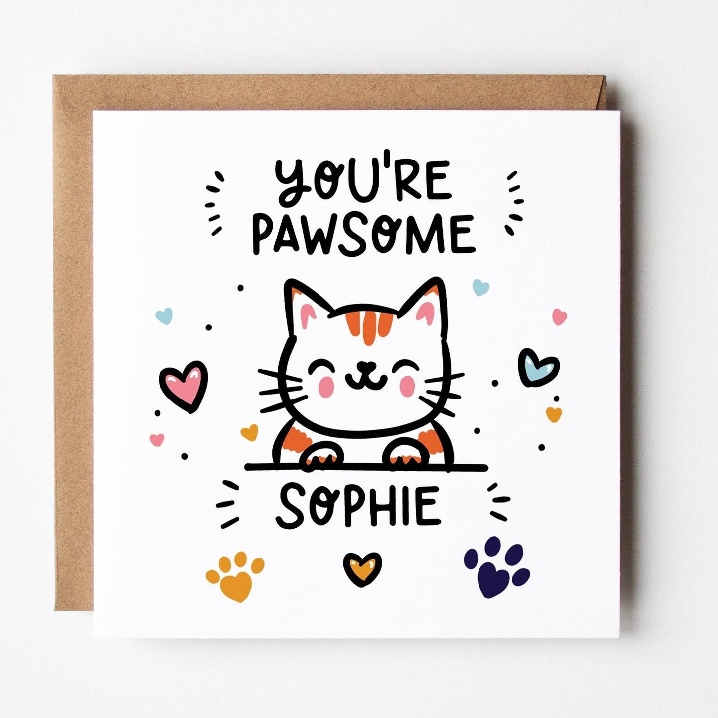 You're Pawsome Cat Card • Personalised Cat Card For a Friend • Cat Lovers Card •