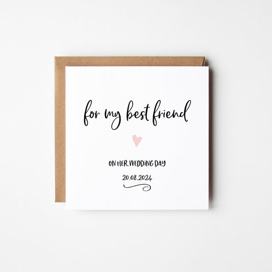 Best Friend Wedding Card • Personalised Best Friend Wedding Card • Card for My Best Friend on her Wedding Day •