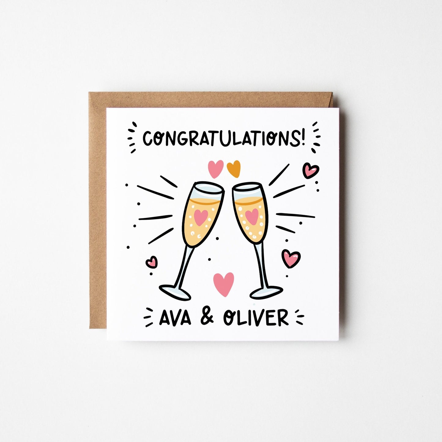 Congratulations Card • Personalised Engagement Card • Personalised Wedding Card • Celebration Card