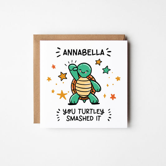 You Smashed It Card • Personalised Congratulations Card • Cute Turtley Smashed It Congratulations Card •