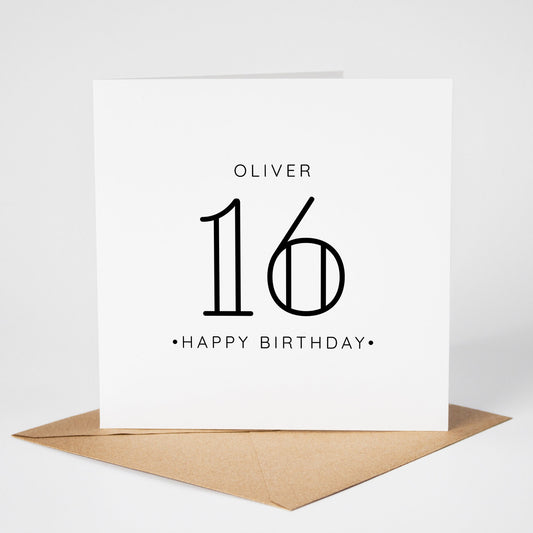 16th Birthday Card • Personalised Sixteen Birthday Card • Personalised 16th Birthday Card •