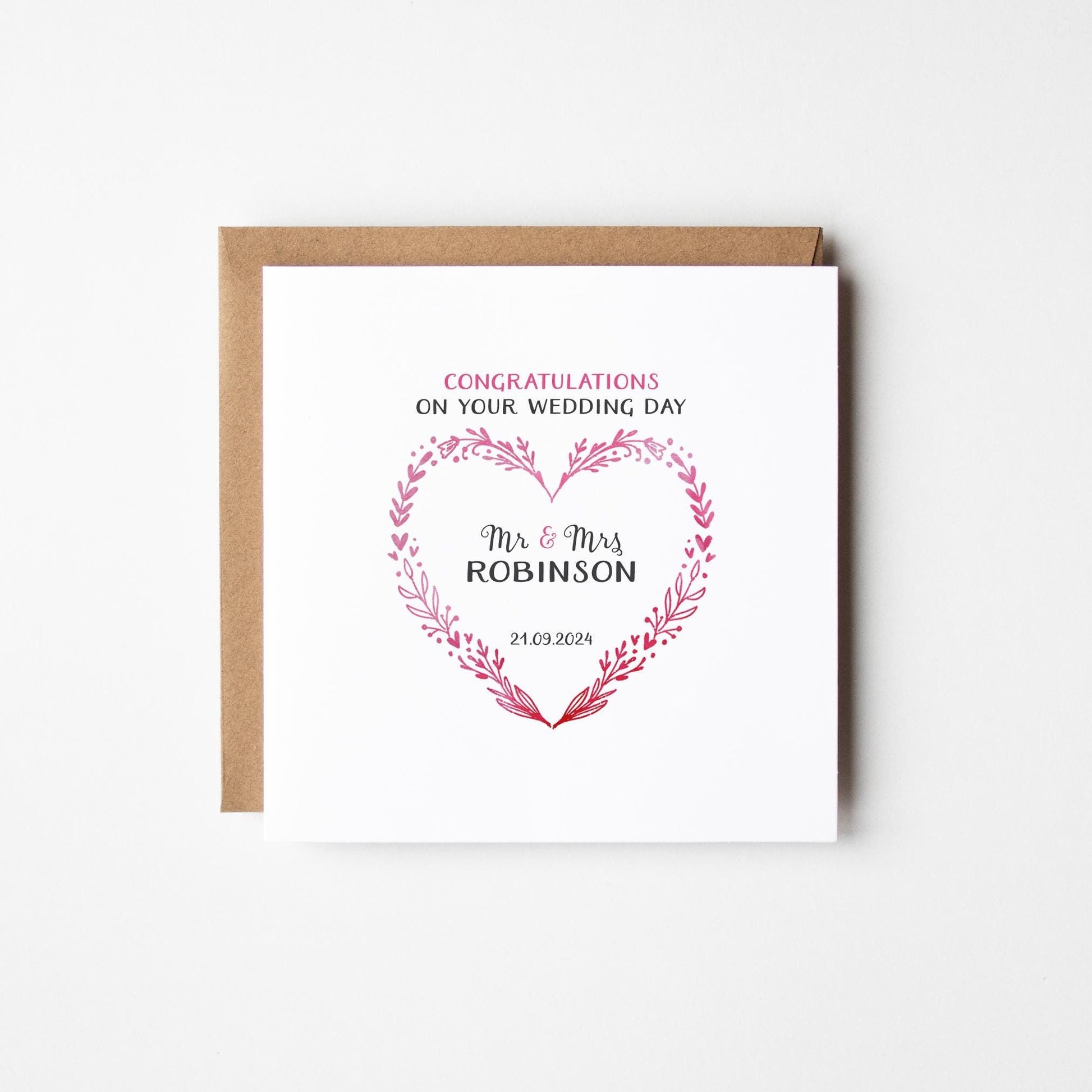 Personalised Wedding Card • Mr & Mrs Card • Congratulations Wedding Day Card •  Marriage Card