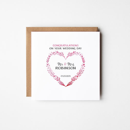 Personalised Wedding Card • Mr & Mrs Card • Congratulations Wedding Day Card •  Marriage Card