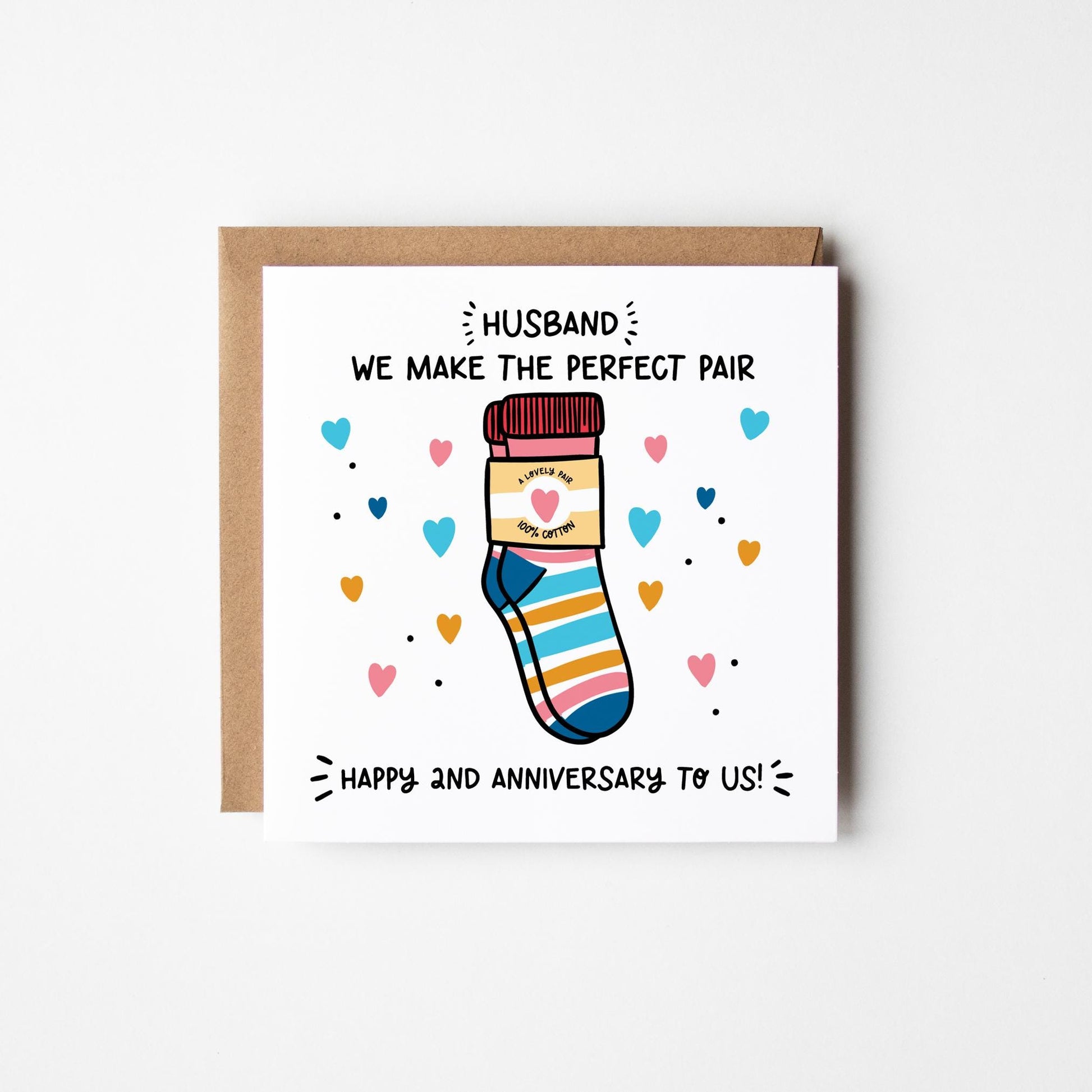 Happy 2nd Anniversary Husband Card • Personalised Husband 2nd Anniversary Card • 2nd Anniversary Card For Him • Cotton Anniversary