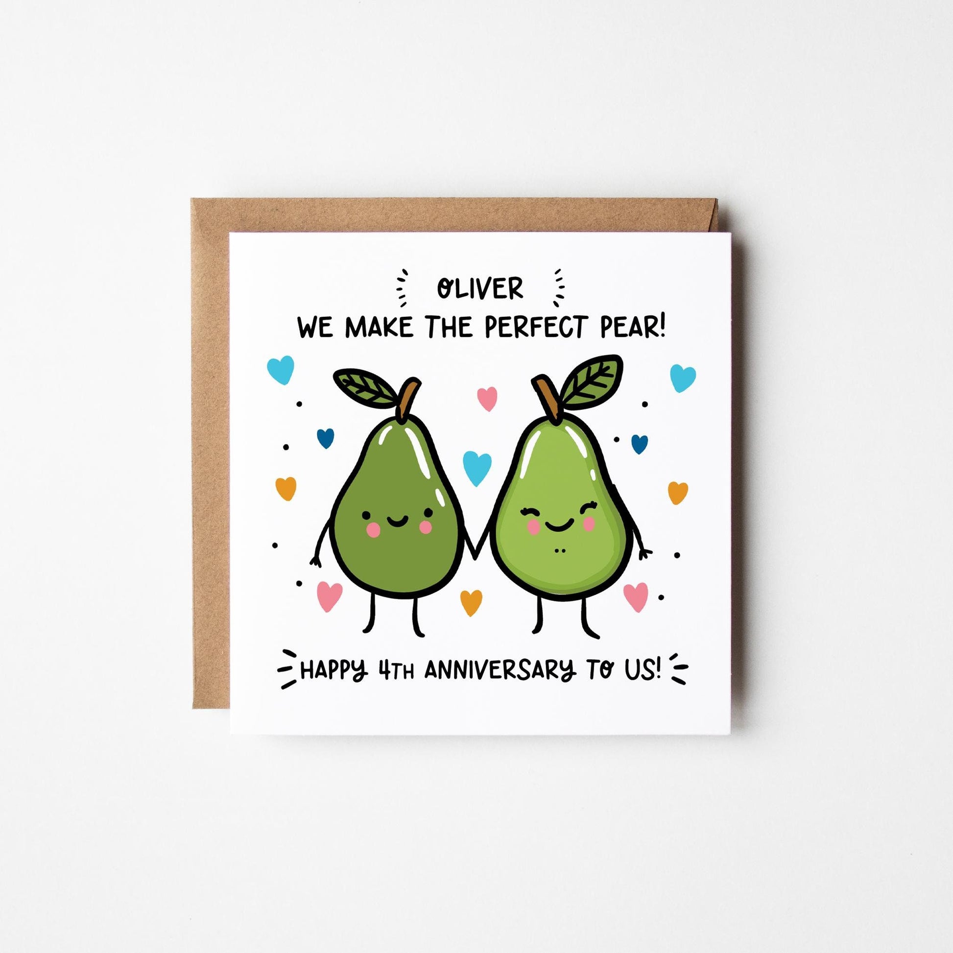 Happy 4th Anniversary Husband Card • Personalised Husband 4th Anniversary Card • 4th Anniversary Card For Him • fruit Anniversary