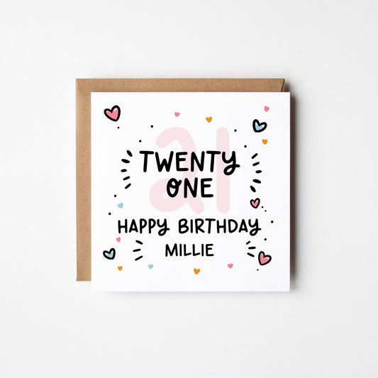 21 Today Birthday Card • Personalised 21st Birthday Card For Her • Girls 21st Birthday Card •