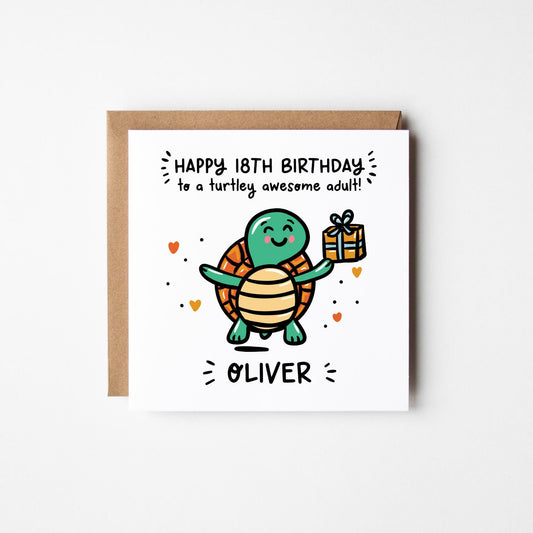 18th Birthday Card • Personalised 18th Birthday Card • Turtley Awesome Adult 18th Birthday Card •