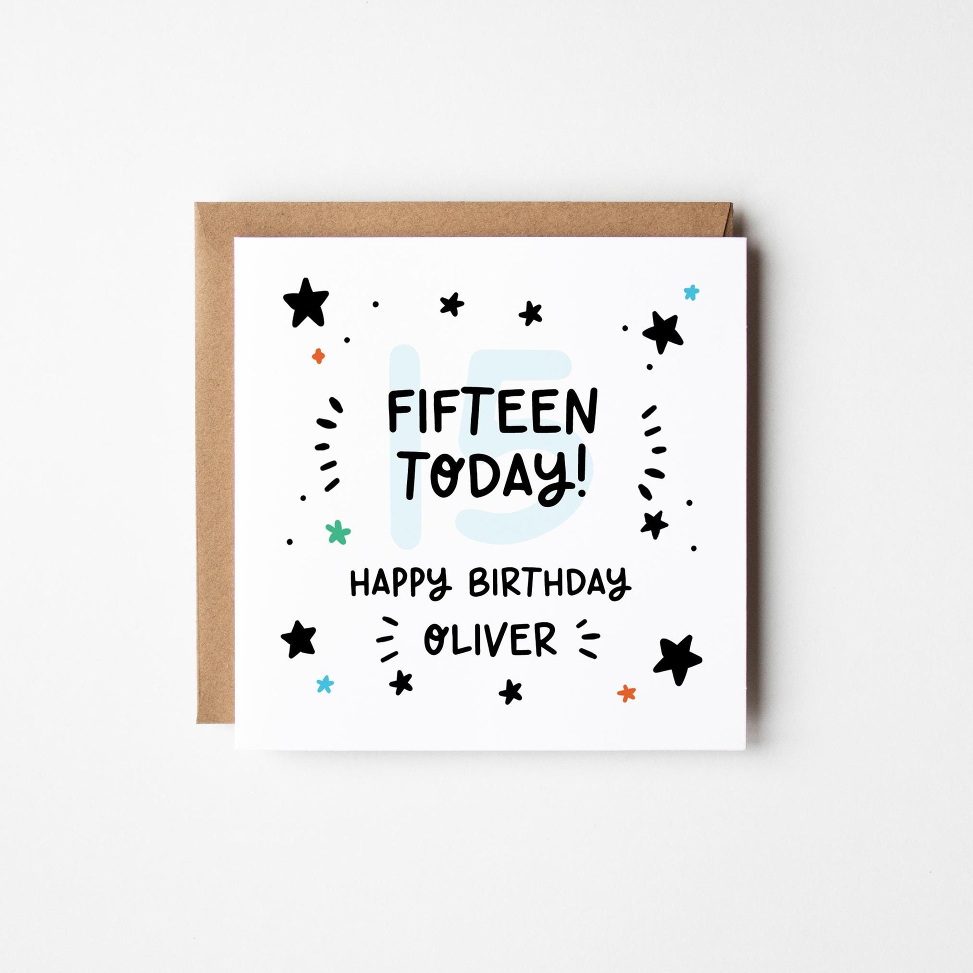 Personalised 15th Birthday Card • Birthday Number Card • Boy&#39;s Birthday Card •