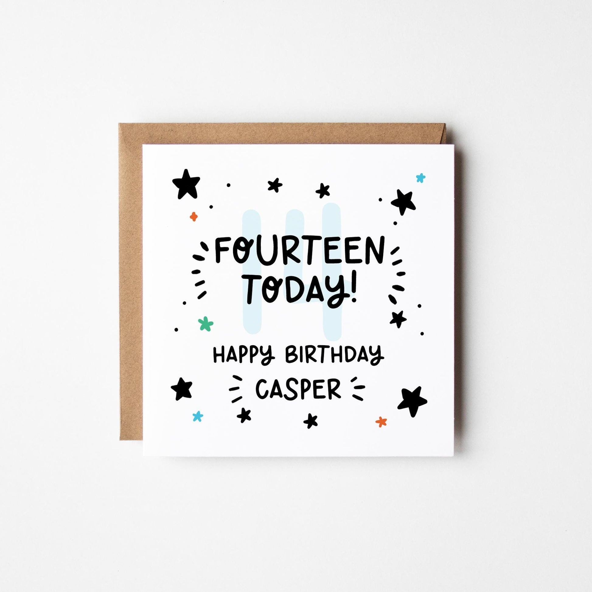 Personalised 14th Birthday Card • Birthday Number Card • Boy&#39;s Birthday Card •