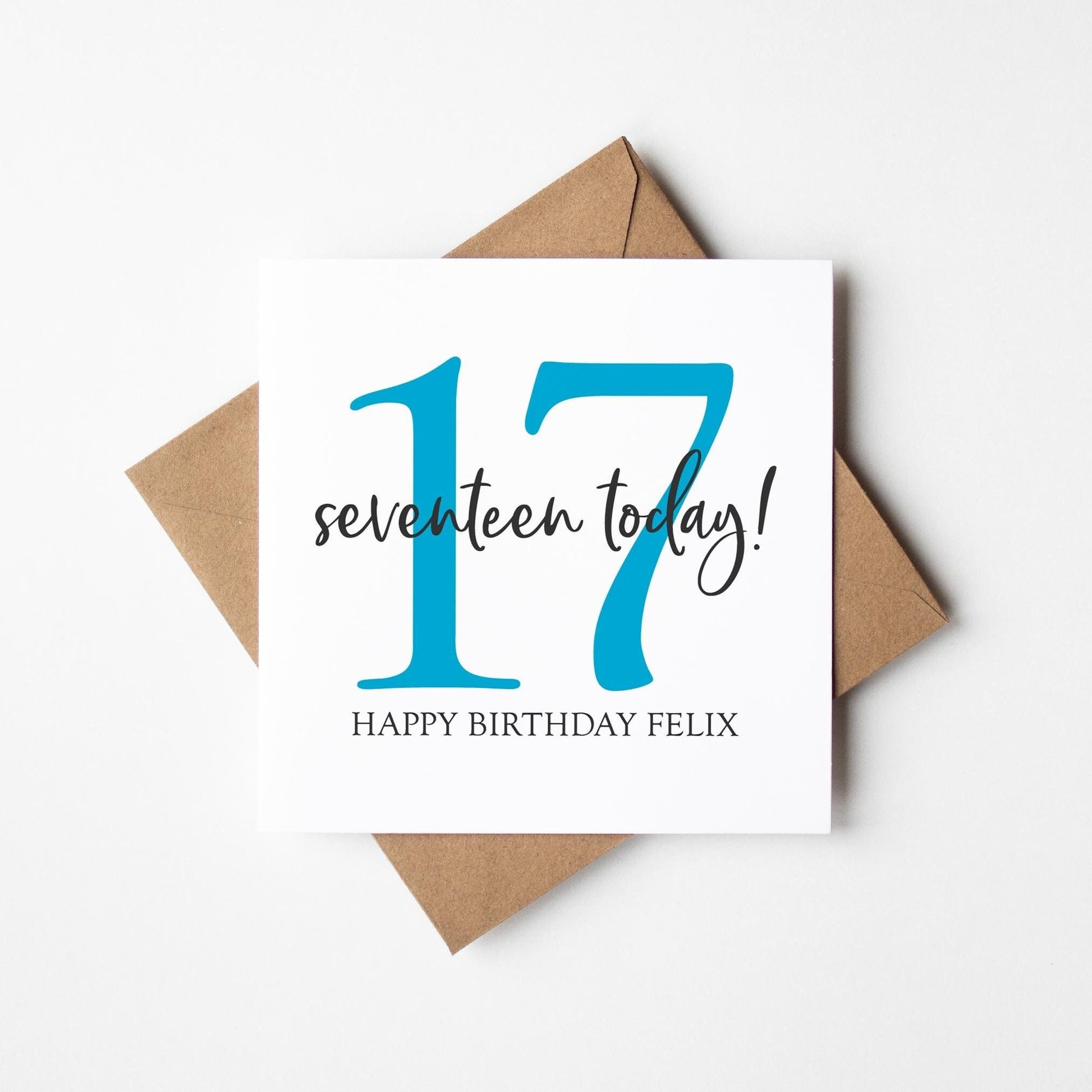 Personalised 17th Birthday Card • Birthday Number Card • Boy&#39;s Birthday Card •