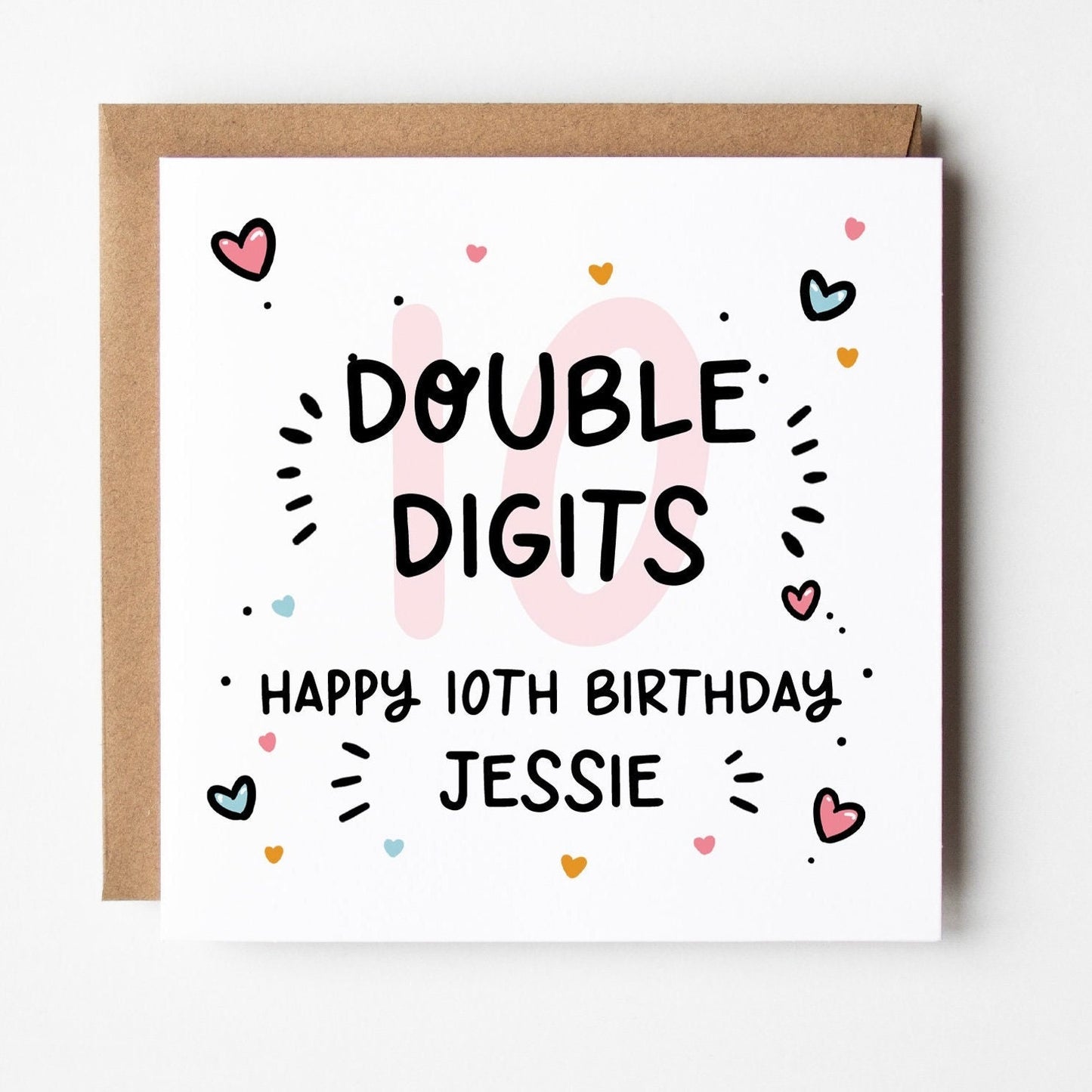 10th Birthday Card • Personalised 10th Birthday Card For Girls • 10 Today Birthday Card • Double Digits