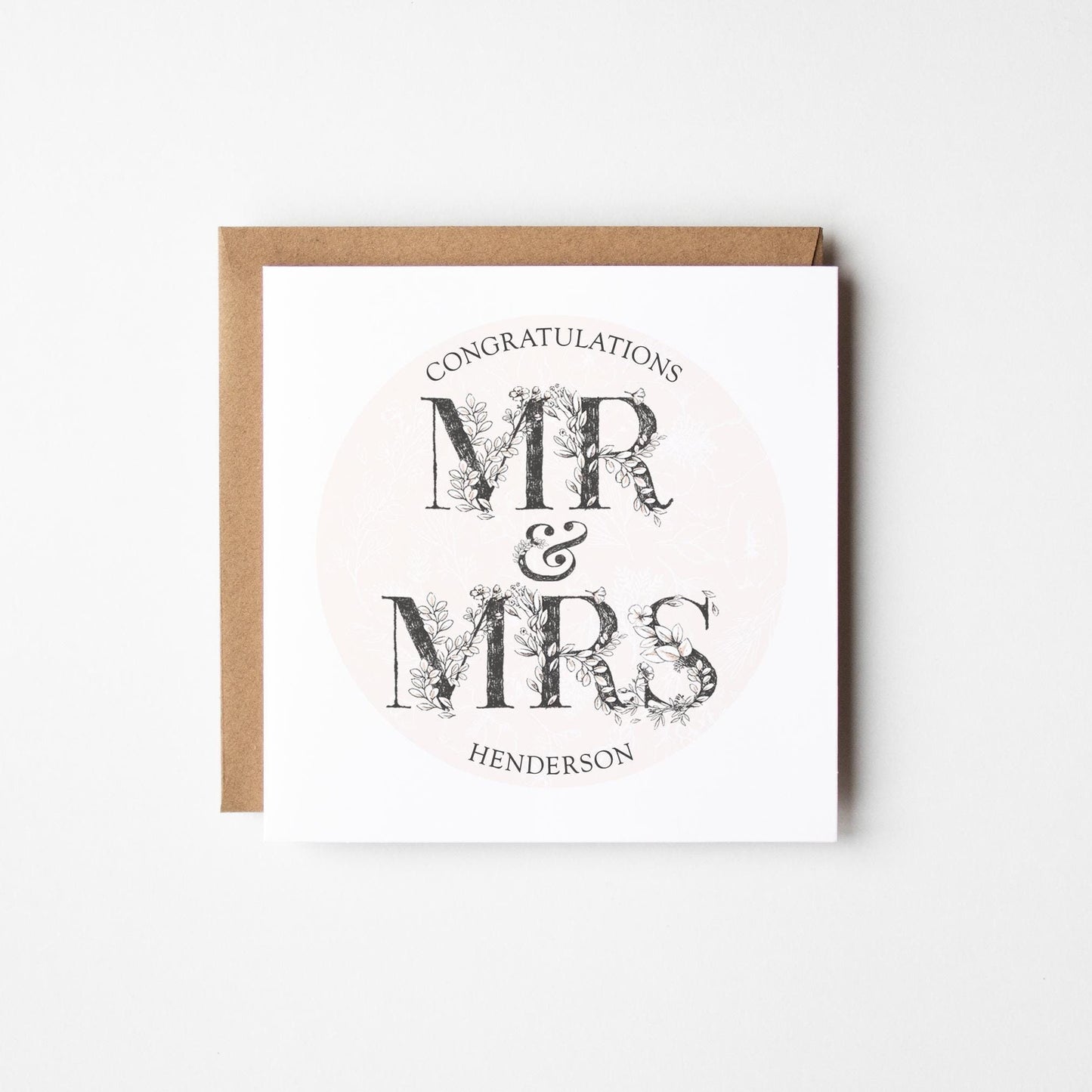 Mr & Mrs Wedding Card • Congratulations Wedding Day Card • Marriage Card • Monogram Wedding Card