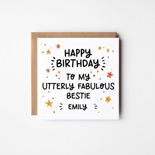 To My Bestie Birthday Card • Personalised Best Friend Birthday Card • BFF Birthday Card Fabulous Bestie •