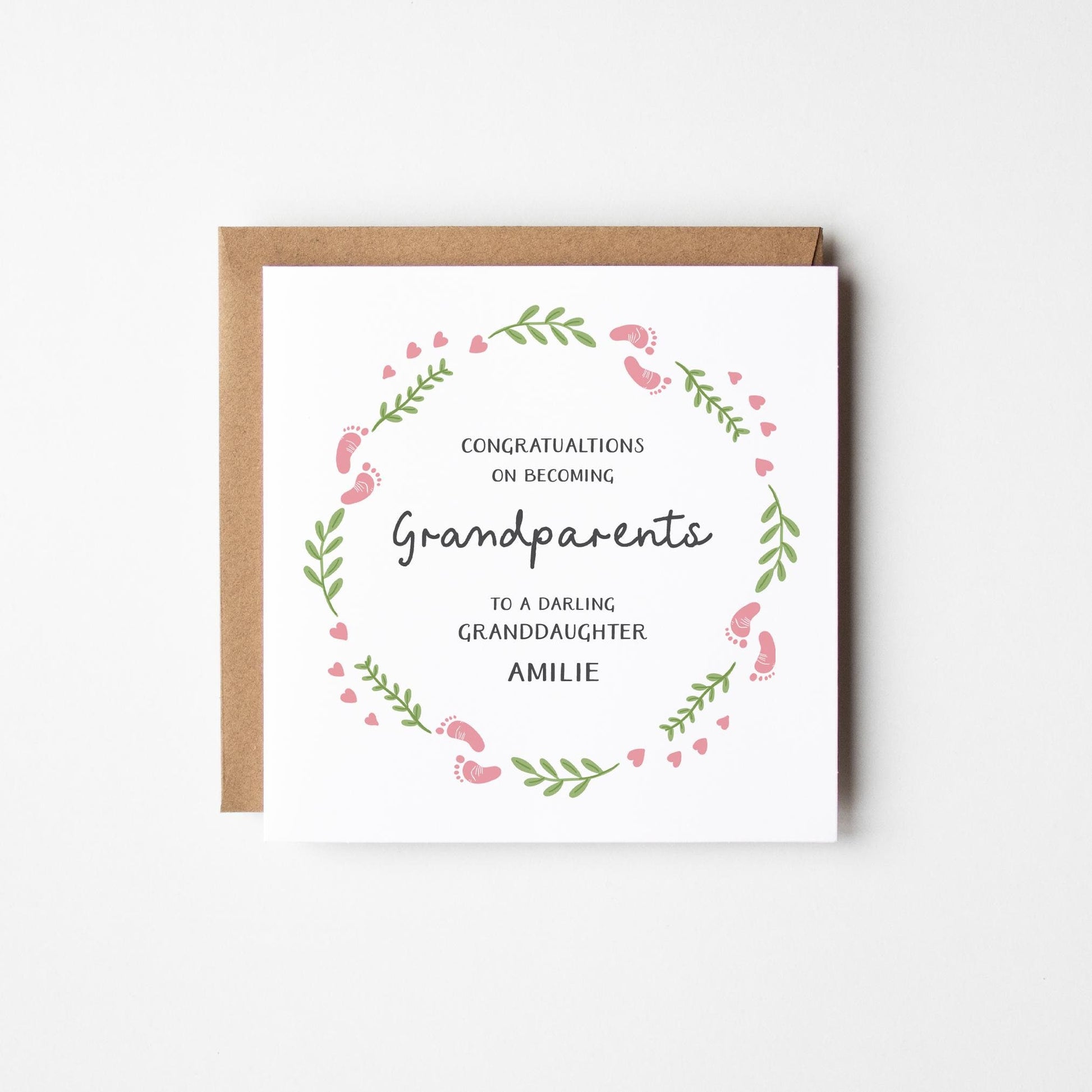 Pink New Grandparents Card • Personalised New Grandparents Card • Congratulations New Grandparents Card • New Grandchild