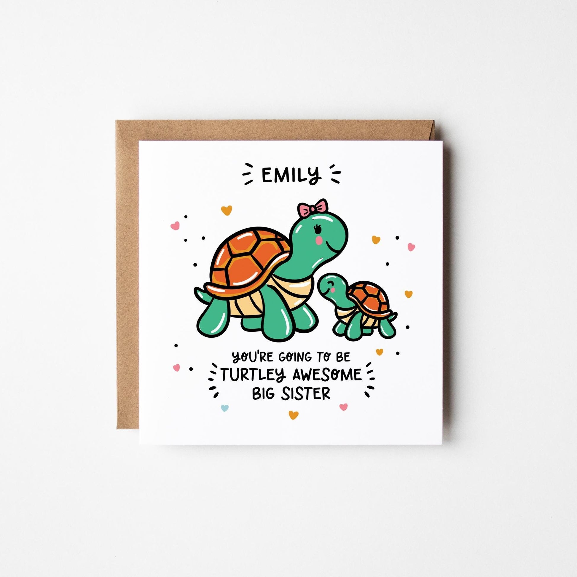 Personalised Big Sister Card • Personalised Turtley Awesome Big Sister Card • Becoming an Amazing Big Sister Card • Best Big Sister Card