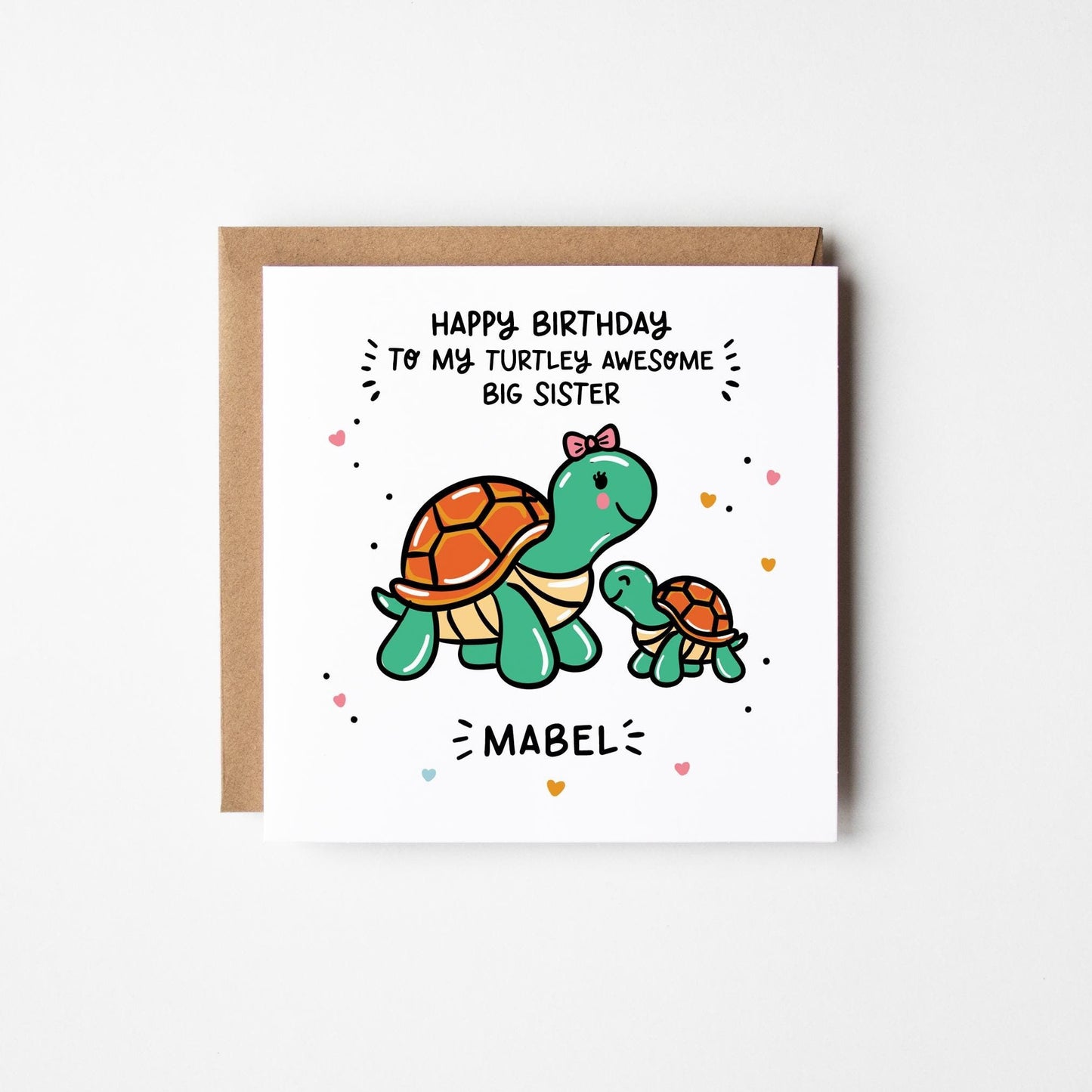 Big Sister Birthday Card • Turtley Awesome Big Sister Personalised Birthday Card • Funny Turtle Card • Birthday Card for Sister •