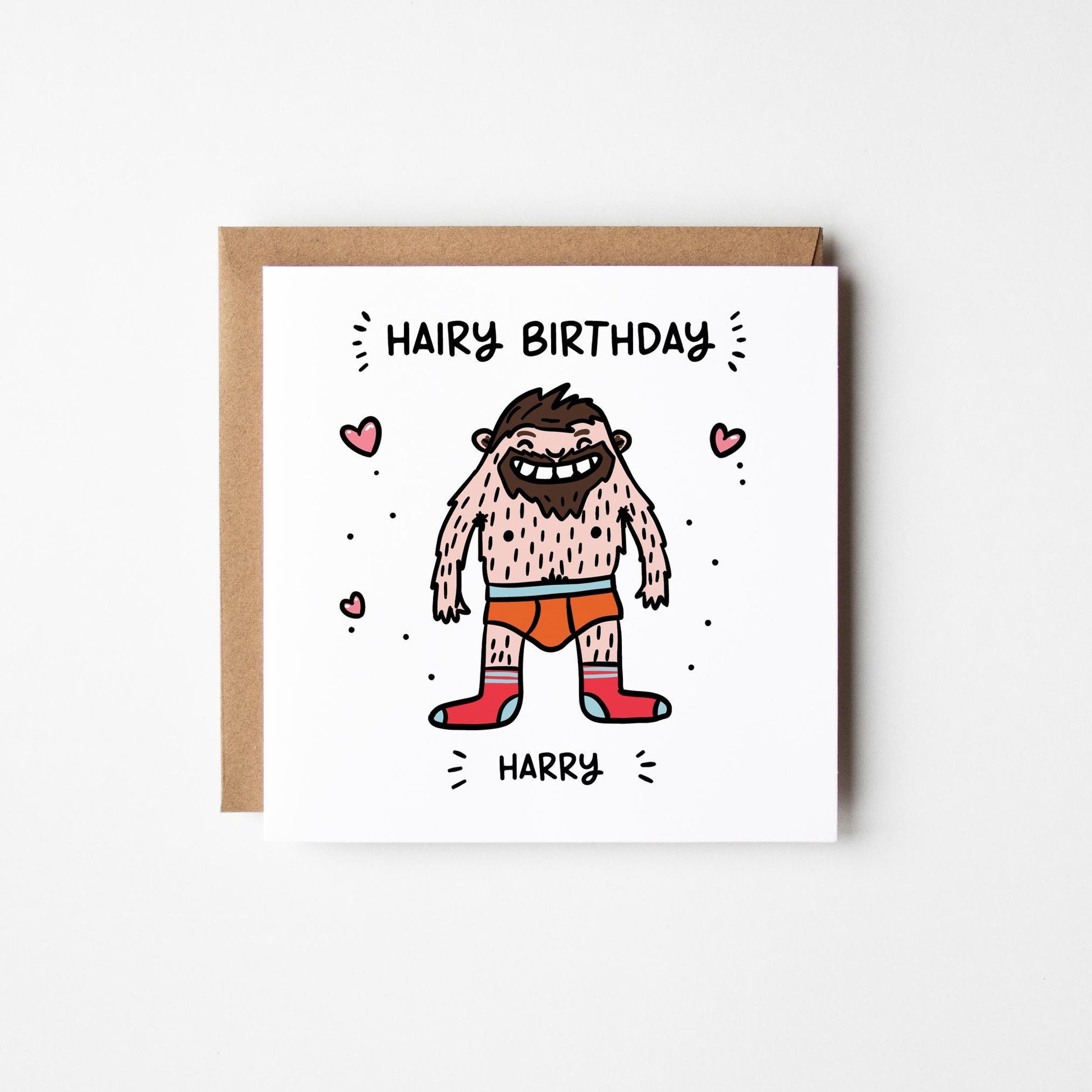 Hairy Happy Birthday Card for Him • Personalised Mans Birthday Card • Funny Birthday Card For Him •