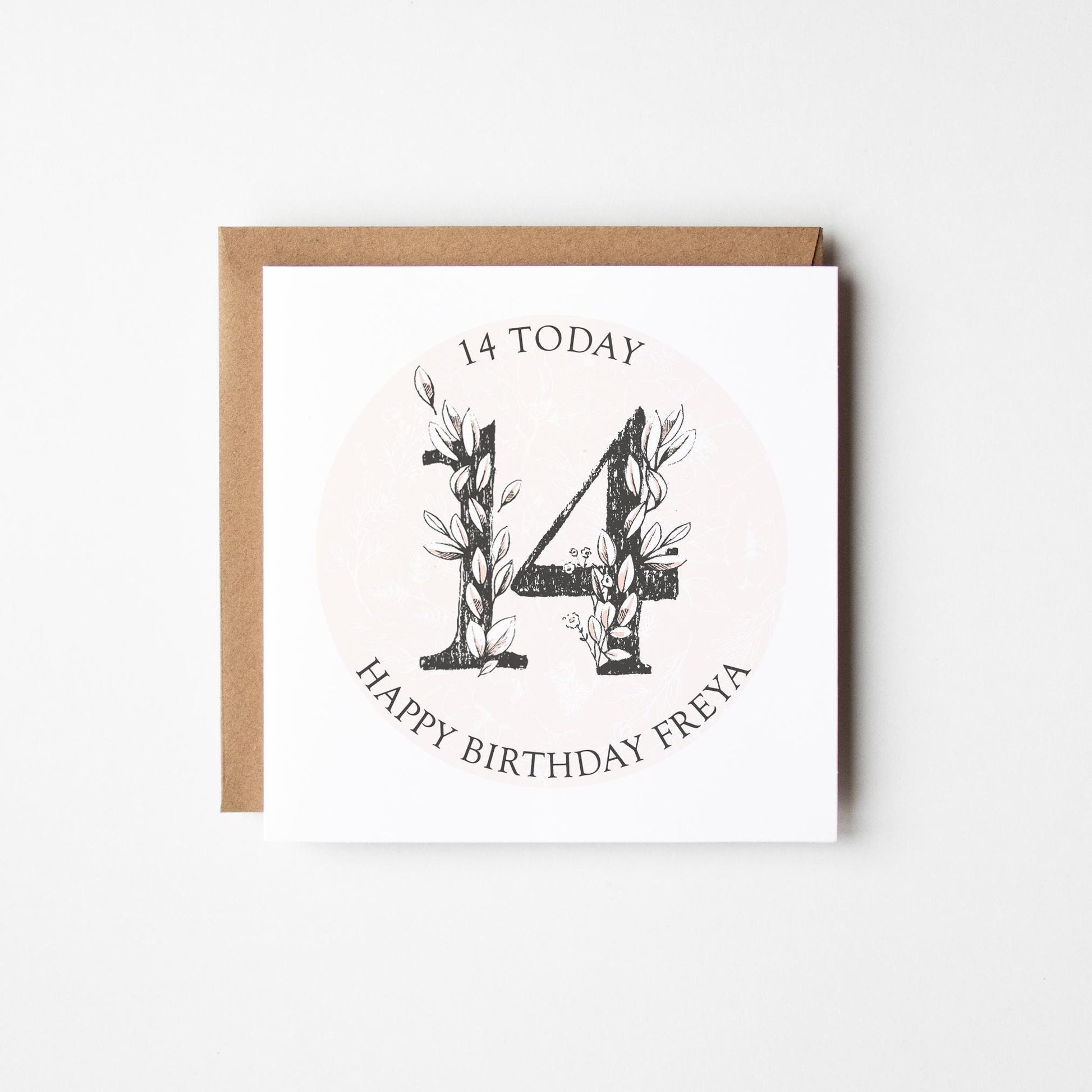 Personalised 14th Birthday Card • Birthday Number Card • Girl&#39;s Birthday Card •