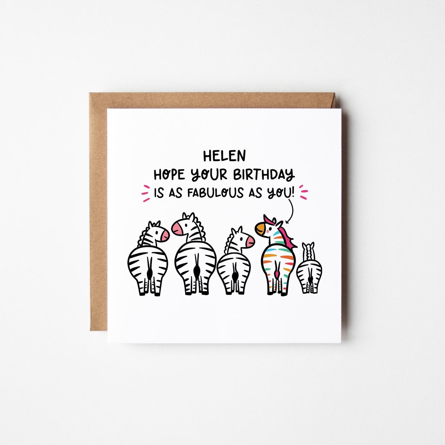 Fabulous Birthday Card for Her • Personalised Birthday Card • Zebra Birthday Card • Stay Fabulous Card