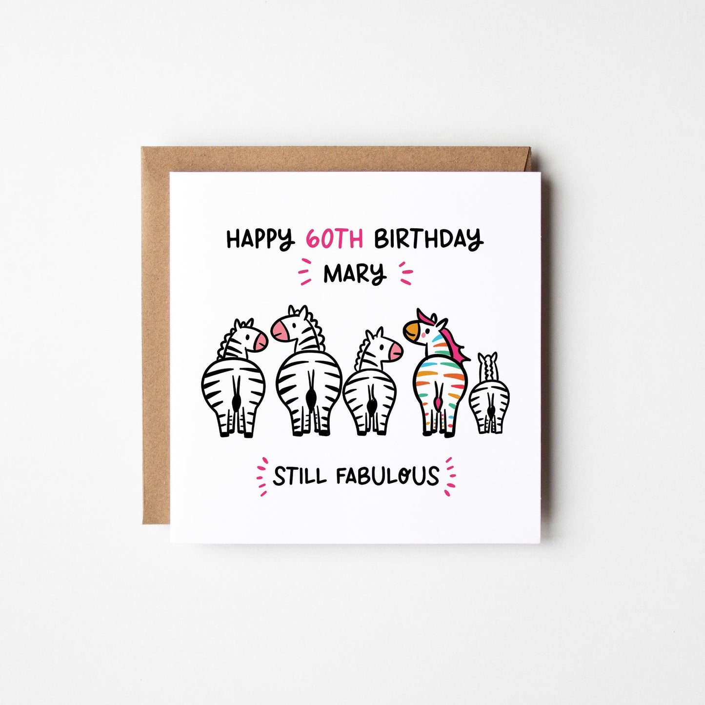 Still Fabulous 60th Birthday Card for Her • Personalised 60th Birthday Card • Zebra Birthday Card • Fabulous at 60 Card