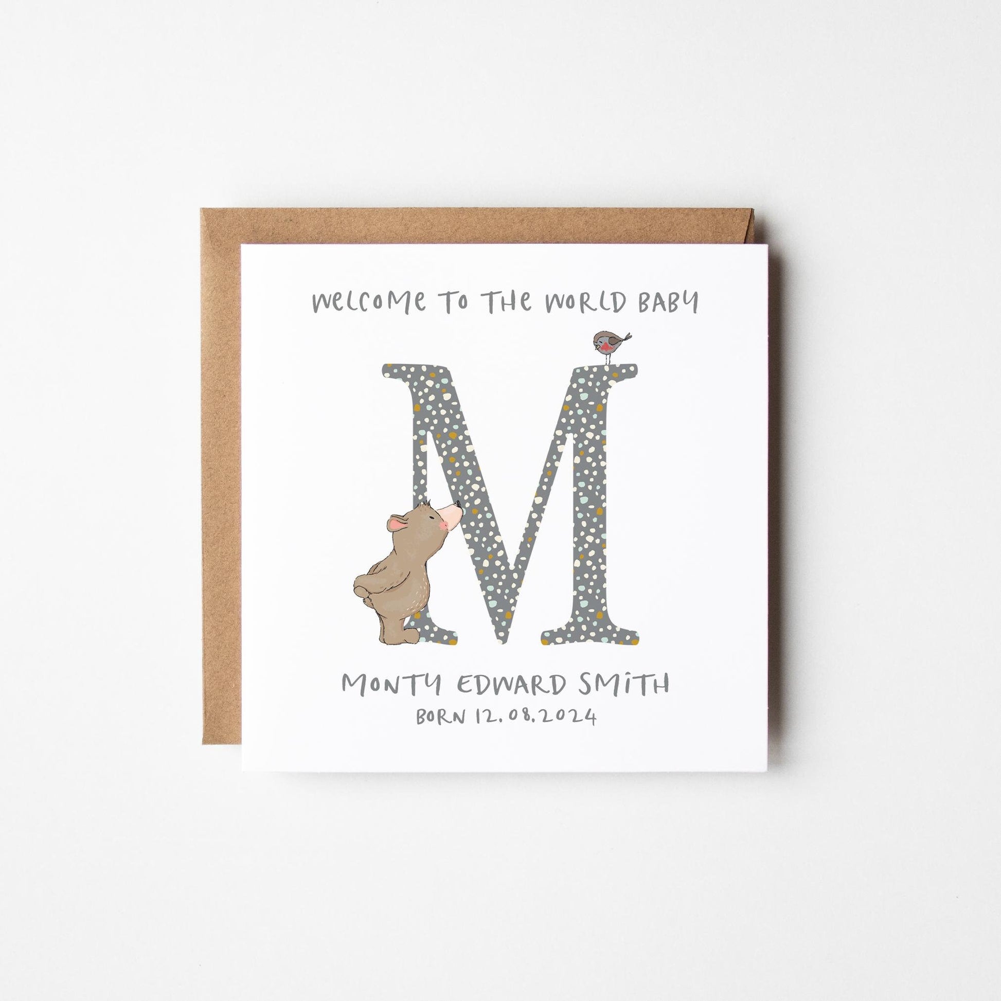 New Baby Boy Card • Personalised New Baby Card • Congratulations New Parents Card • Boy&#39;s Birth • Baby Reveal