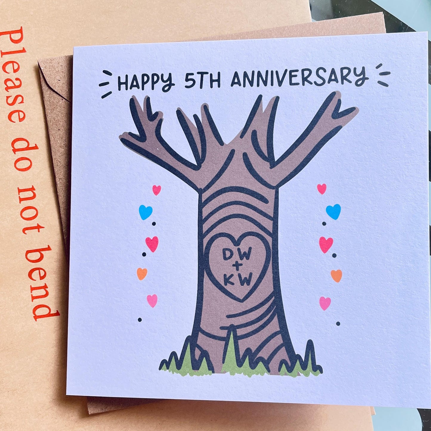 5th Anniversary Card • Personalised Happy 5th Anniversary Card • 5th Anniversary Card For Them • Wood Anniversary