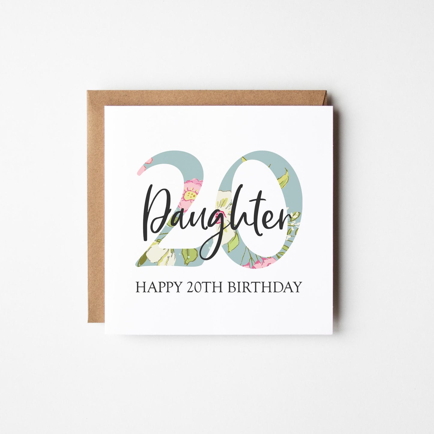 20th Birthday Card • Personalised 20th Birthday Card for Daughter • Friend • Auntie • Cousin • Sister • Floral 20th Card