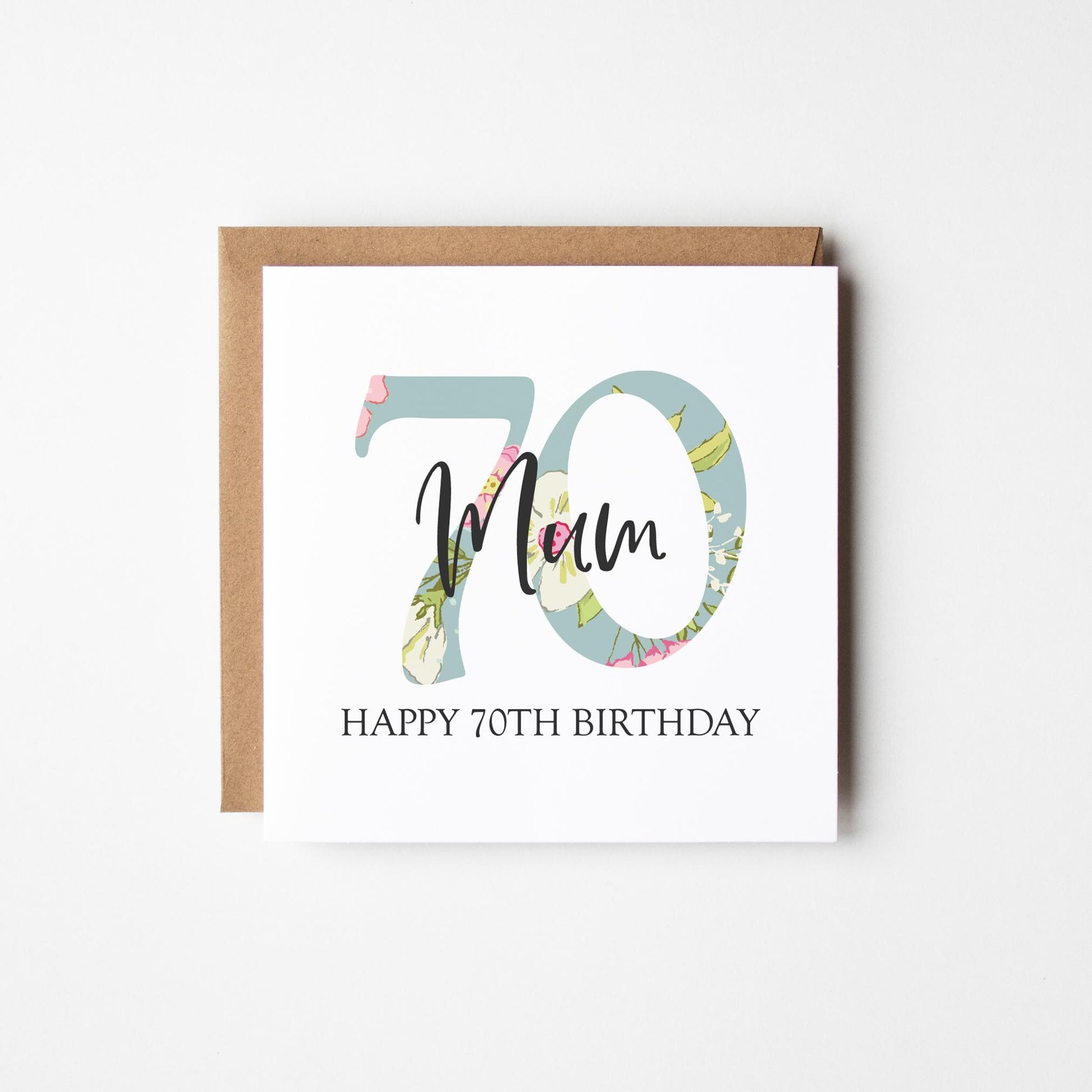 70th Birthday Card • Personalised 70th Birthday Card for Mum • Daughter • Friend • Auntie • Cousin • Sister • Floral 70th Card