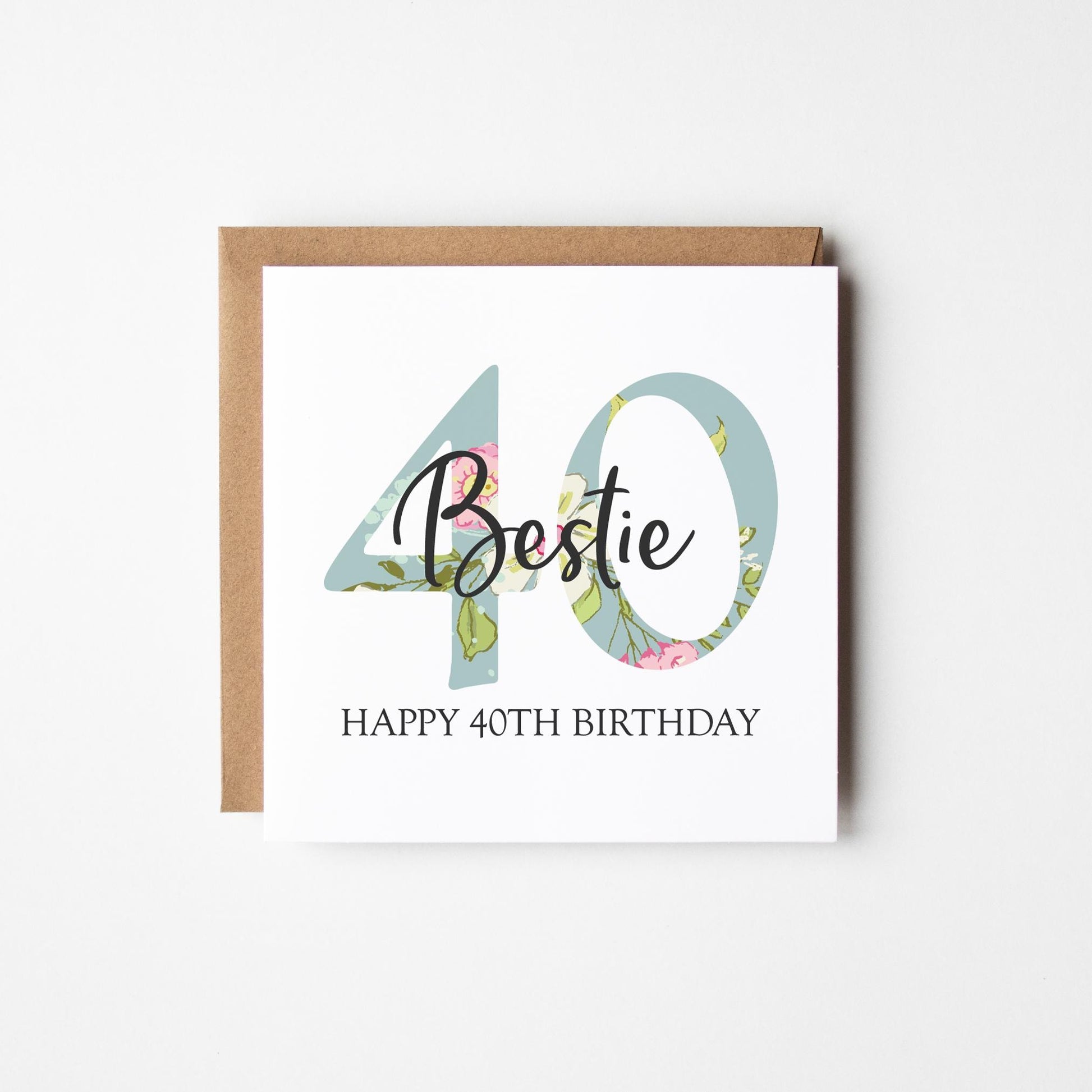 40th Birthday Card • Personalised 40th Birthday Card for Best Friend • Daughter • Friend • Auntie • Cousin • Sister • Floral 40th Card