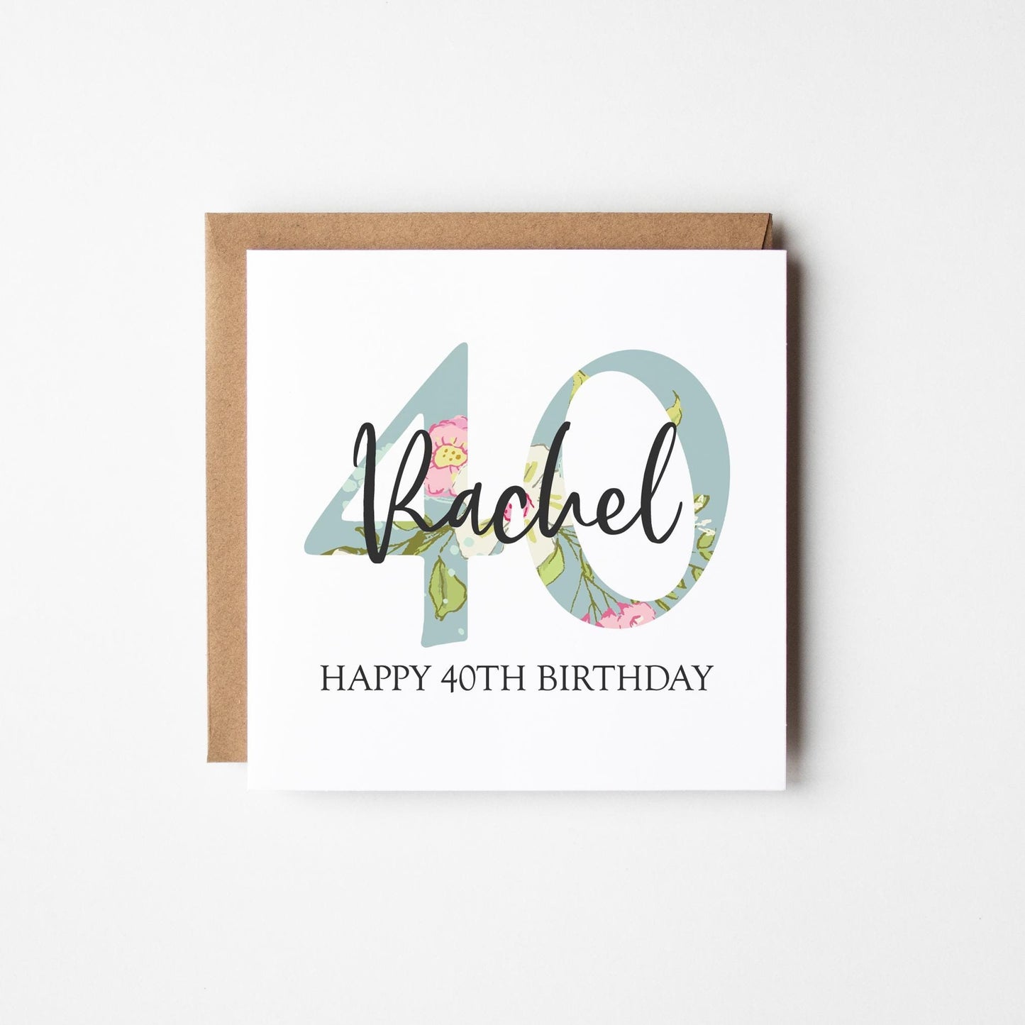 40th Birthday Card • Personalised 40th Birthday Card for Her • Daughter • Friend • Auntie • Cousin • Sister • Floral 40th Card