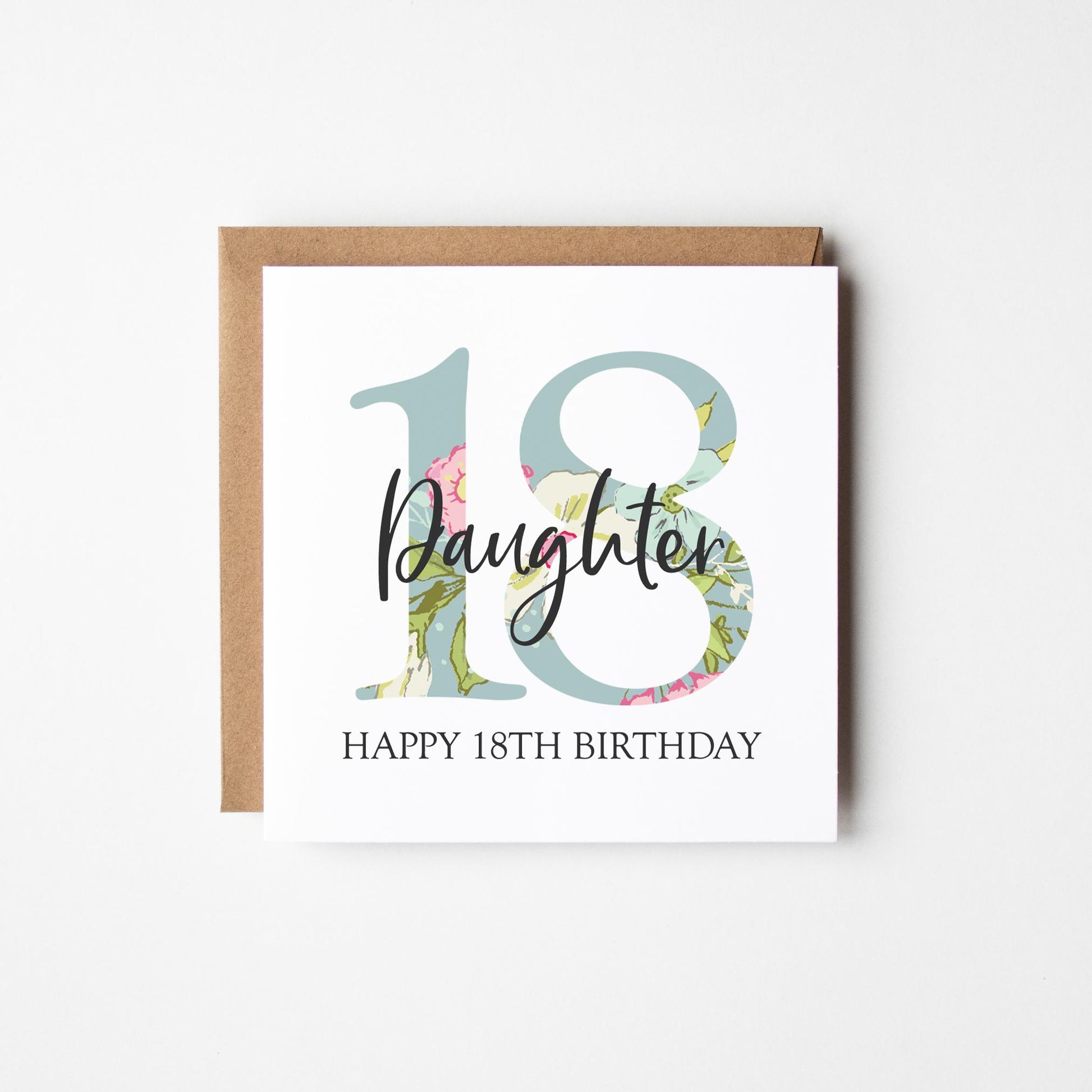 18th Birthday Card • Personalised 18th Birthday Card for Daughter • Friend • Auntie • Cousin • Sister • Floral 18th Card